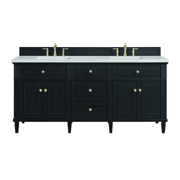 James Martin Vanities 72'' Double Vanity, Black Onyx w/ 3 CM Arctic Fall Solid Surface Top 424-V72-BKO-3AF - main